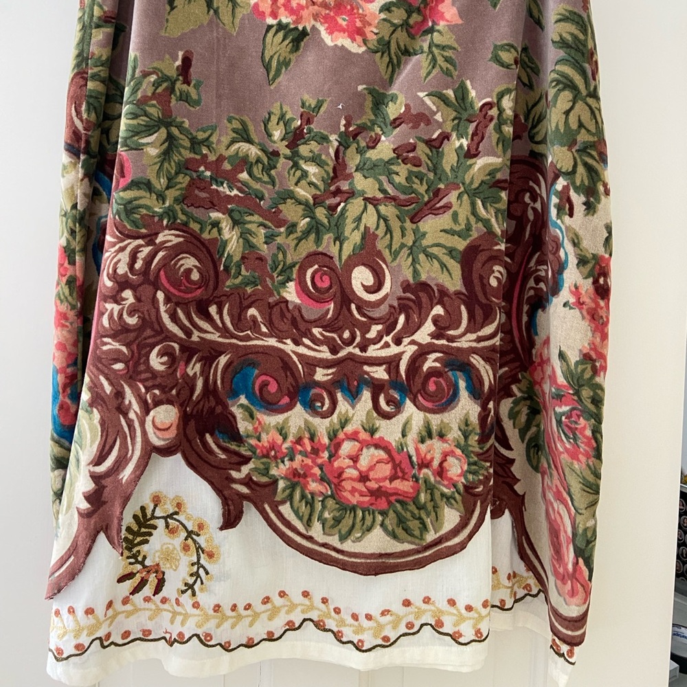 NWT Anthropologie floral and embroidered two layer velvet and cotton skirt